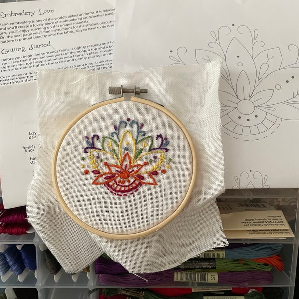 PDF Download Mini Lotus Flower Hand Embroidery Pattern, Floral Design ...