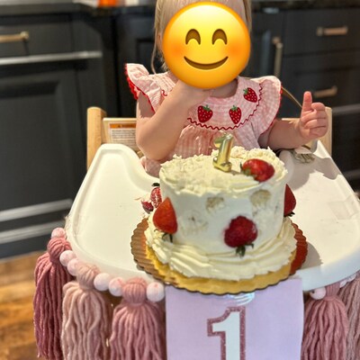 Boho First Birthday High Chair Banner - Pink & Blush Tassel Garland For Cake Smash Photos, Girl's One Decor