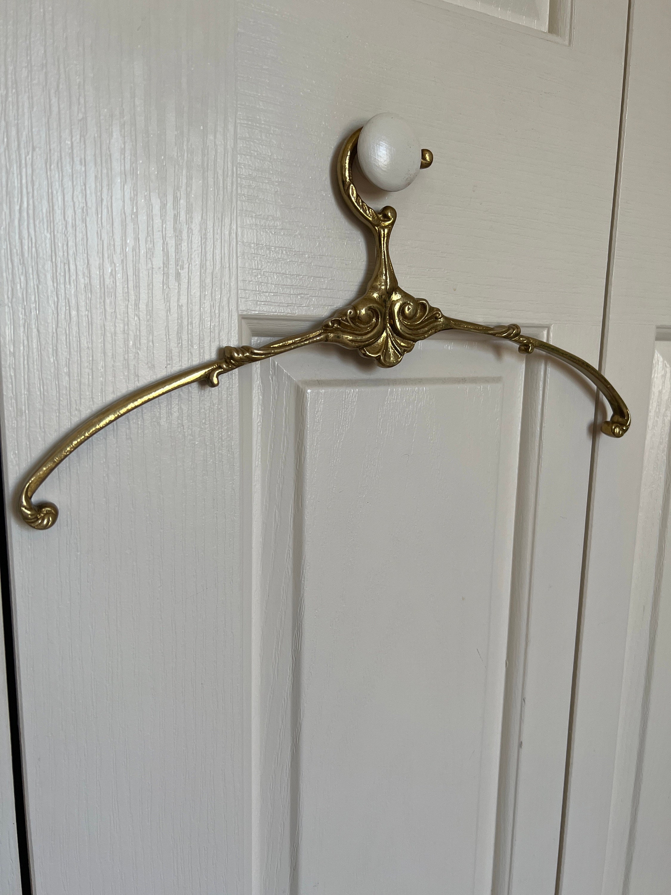 vintage brass wedding dress hanger-antique bridal hangers-old brass hangers-vintage brass coat hanger-brass clothes hangers-wardrobe