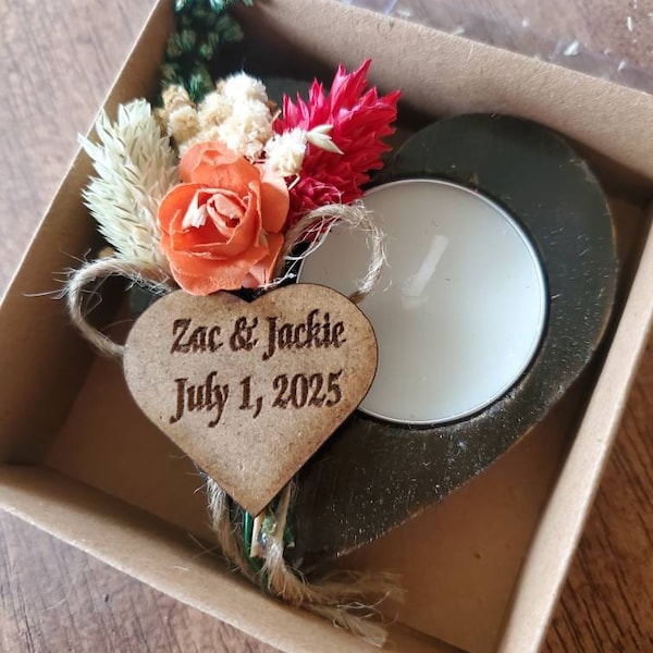 Personalized Wedding Favors Gift for Guests , Wooden Tealight Candle ...