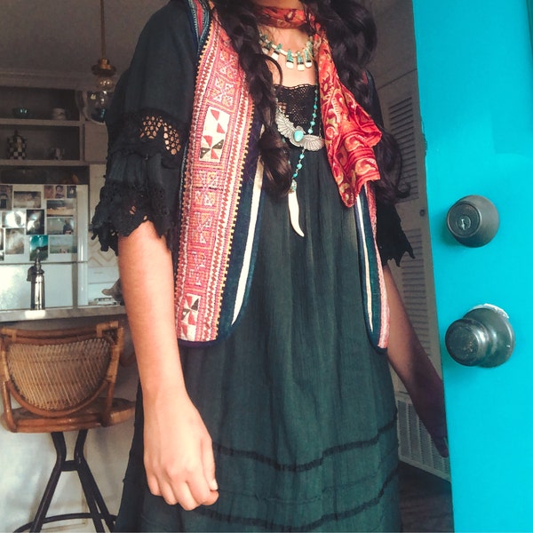 Indian Gauze Cotton Roll Tab 3/4 Sleeve Long Tunic Loose Fit Shirt Blouse Top Sita (#22, Regular) main image 0