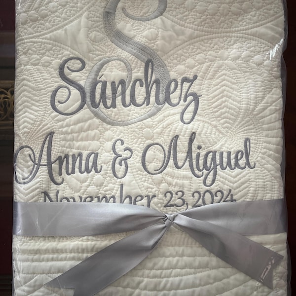 Quilted Monogram Personalized Wedding Gift | Wedding Quilt |monogrammed Wedding Gift ...