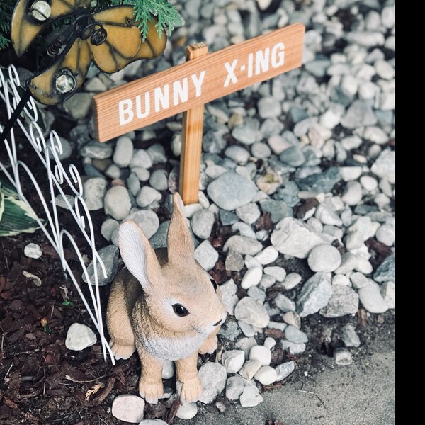 BUNNY X-ING Crossing Sign, Rabbit Caution Yard Sign, Hand Routed Bunny ...