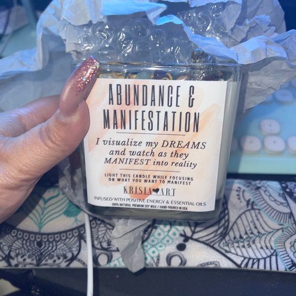 ABUNDANCE Intention Candle for Attraction and Manifestation. Tin Candle ...