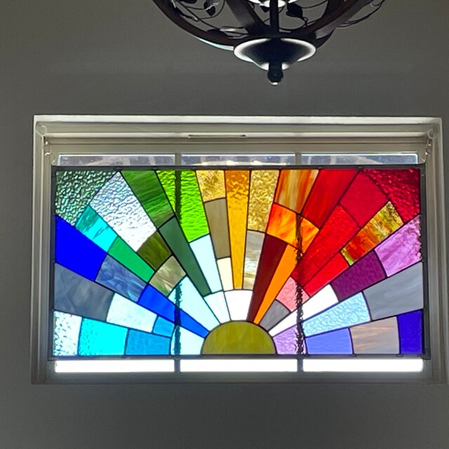 Contemporary Stained Glass Colorful Paint Brush Panel (PLG260)