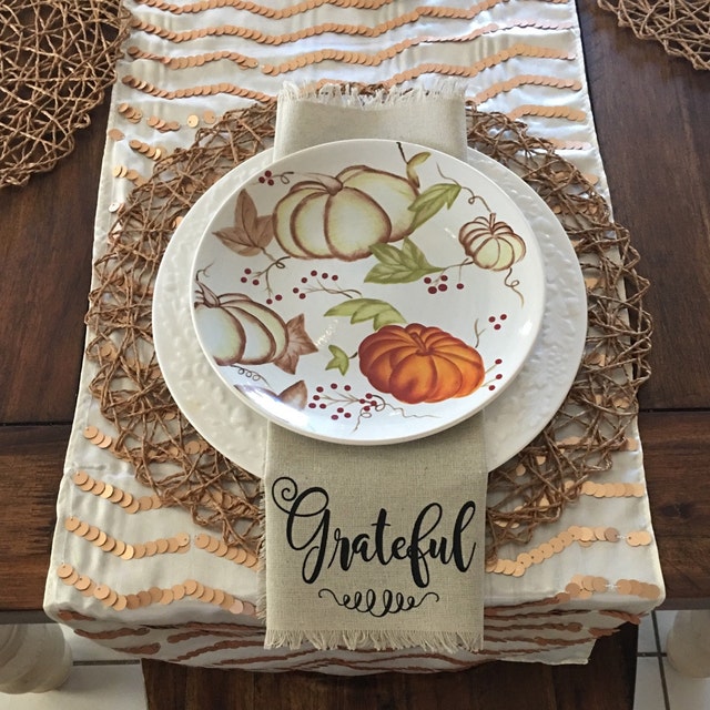 Dinner Napkins Grateful Napkins Blessed Napkins Thankful Etsy