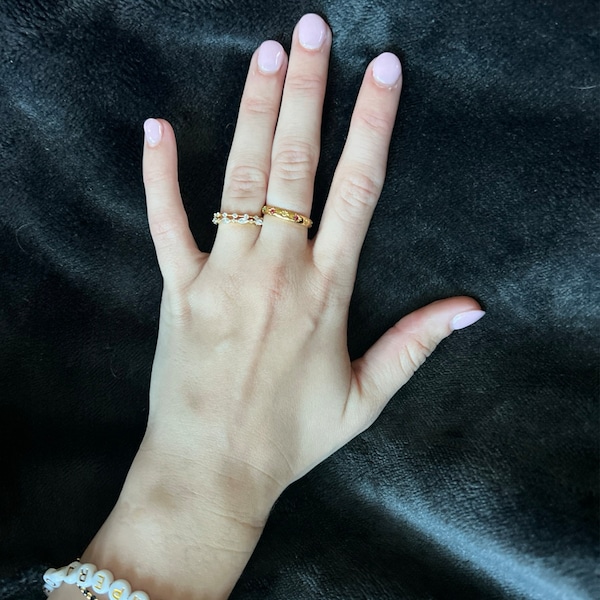 Pearl Diamond Stacking Rings by Caitlyn Minimalist • Dainty Gold Pearl ...