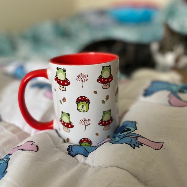 Cute Frog Mug, Kawaii Mushroom Design - Etsy UK