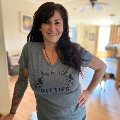 Anbech Show Me Your Pitties Women's Tank Top - Vintage Style Pitbull Lover Shirt In Dark Gray