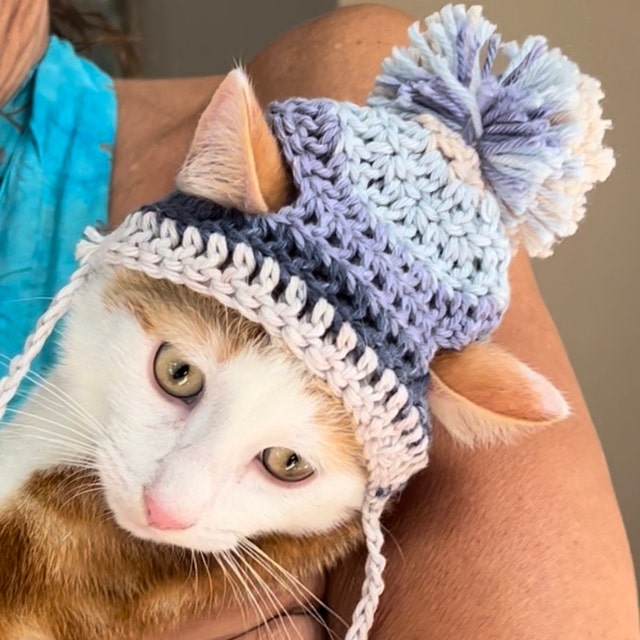 Cappello all'uncinetto, berretto invernale con orecchie di gatto