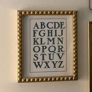 Vintage ABC Poster Print, Sage Green Alphabet Chart, Nursery Letter Artwork | DIGITAL PRINTABLE