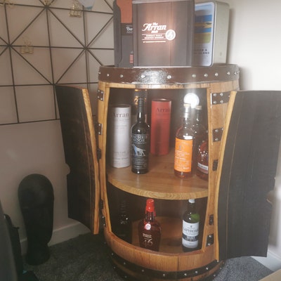 ROTATING SHELF Whisky Barrel Cabinet_oak Barrel-bar_handmade - Etsy