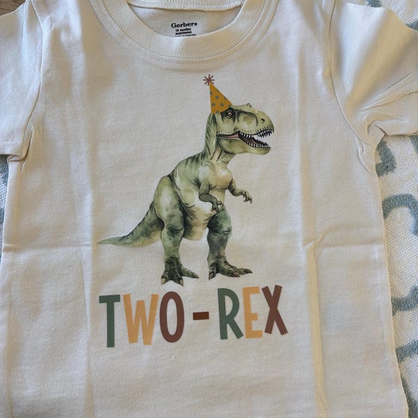 Two Rex Birthday Shirt: Personalized Dinosaur 2nd Birthday Tee - Etsy