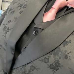 Menista Jacquard Three Piece Tuxedo Black Printed Mens Suit Menista Jacquard Three Piece Tuxedo Black Printed Mens Suit