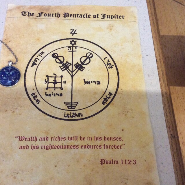 Fourth Pentacle of Jupiter Pendant, Wealth Talisman, Solomon