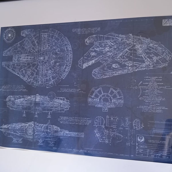 Millennium Falcon Star Wars Poster Blueprint Version 2 (A2 = 420mm*594 ...