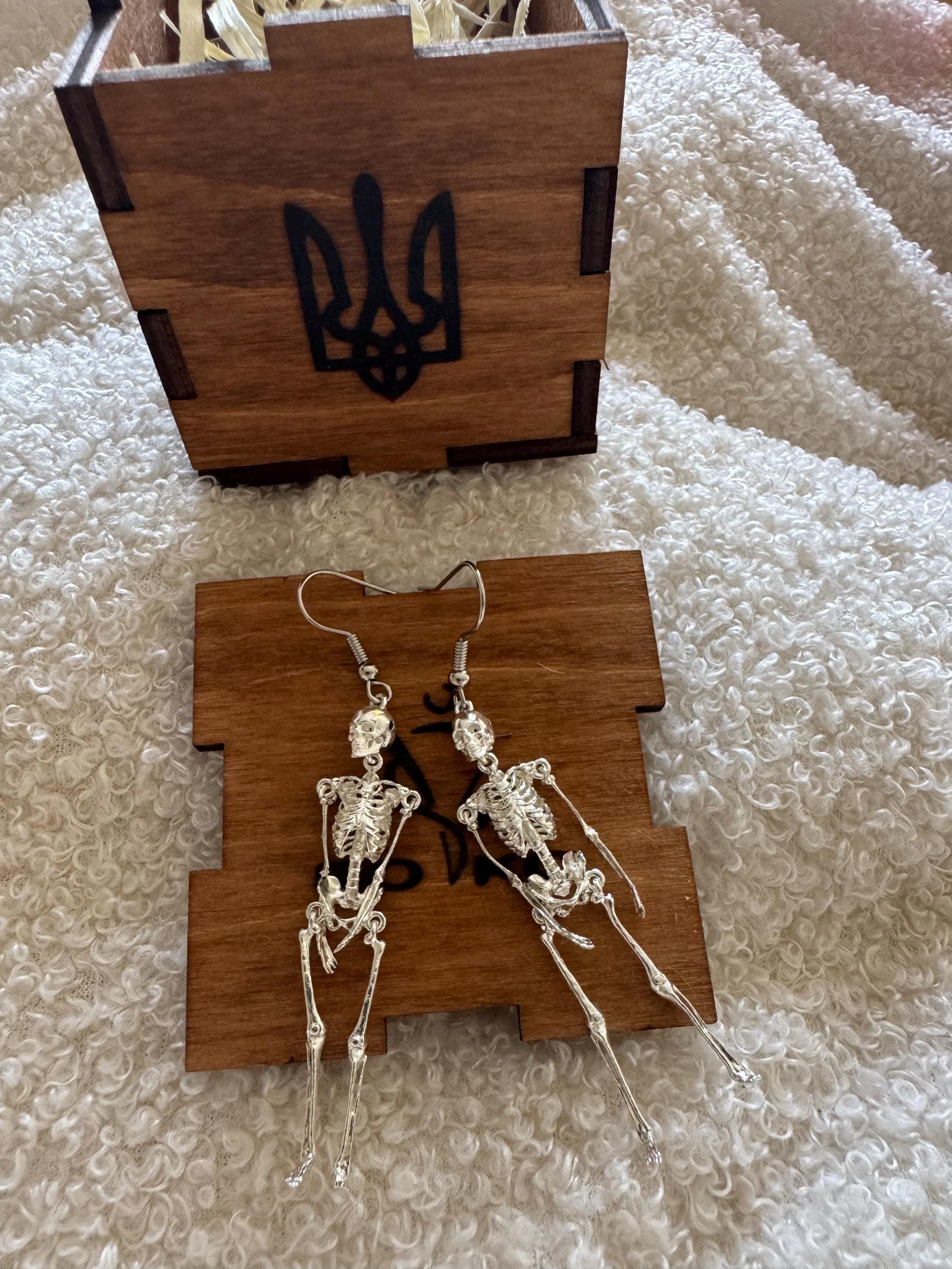 Movable Skeleton Bone Dangle Earrings