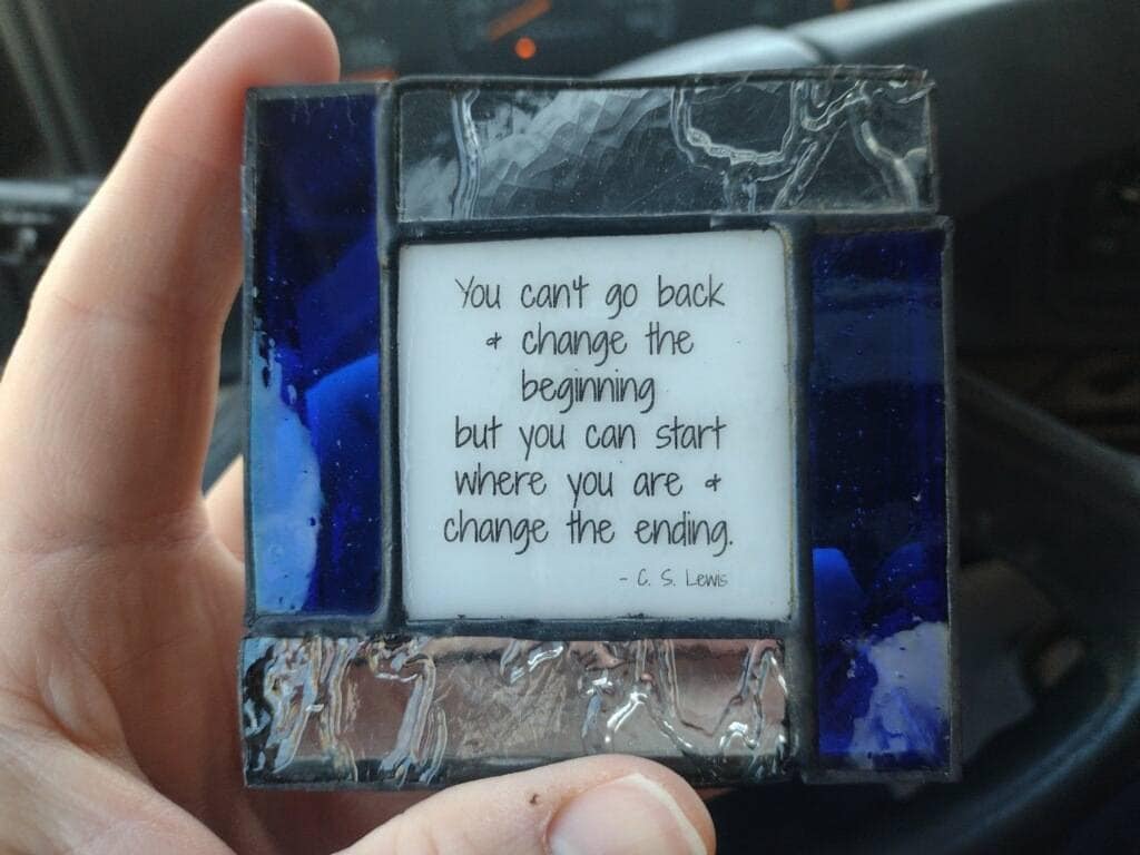 You can&#39;t go back - Friend gift in Stained Glass to encourage a Strong woman or Strong man.