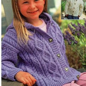 Child's Easy Cable Cardigan& Hooded Jacket Boy Girl Knitting Pattern ...