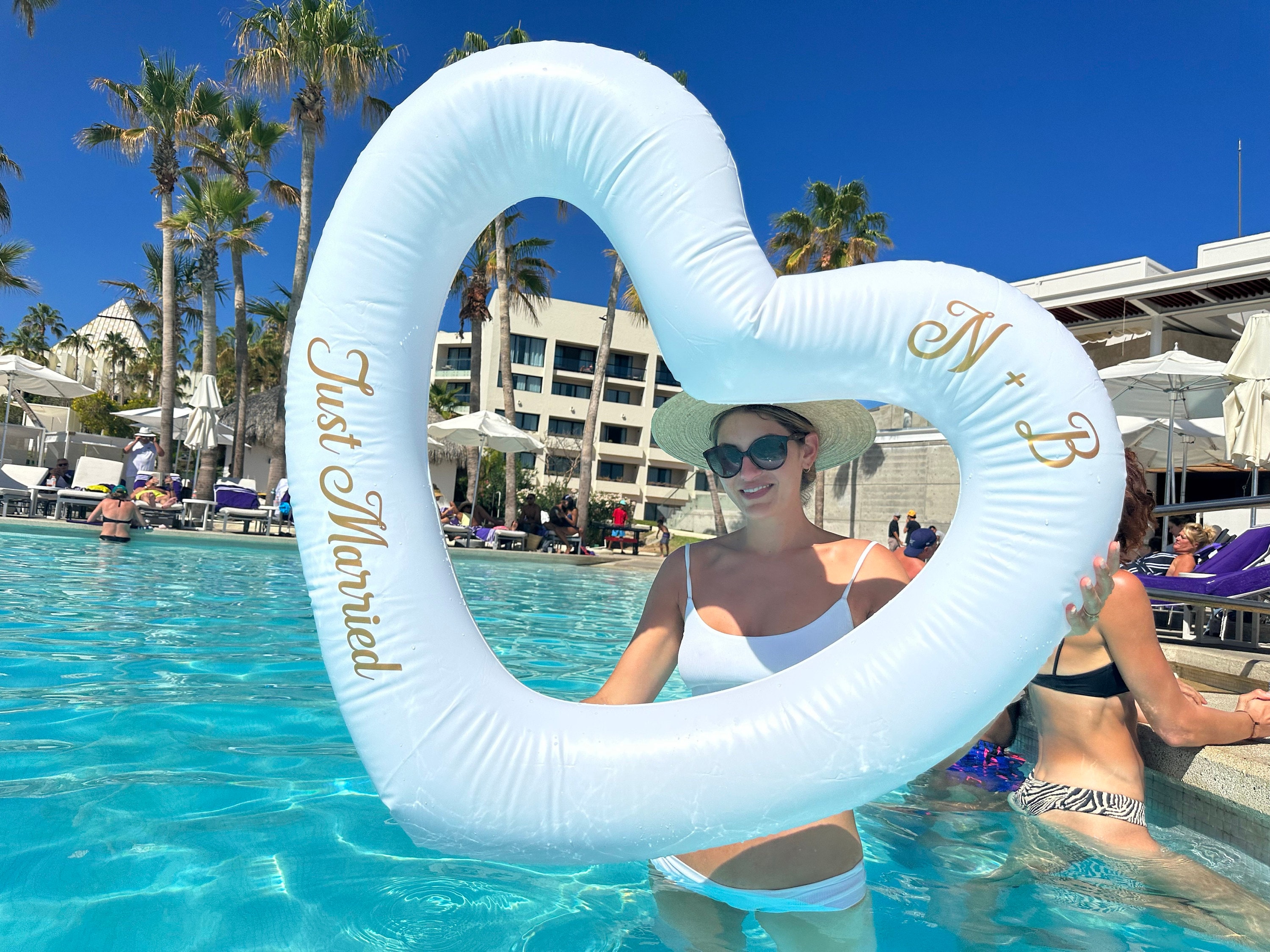 Customized or Personalized Heart Pool Float, Engagement Ring Float, Bachelorette Party, Wedding Favor, Bride Float, Destination Wedding