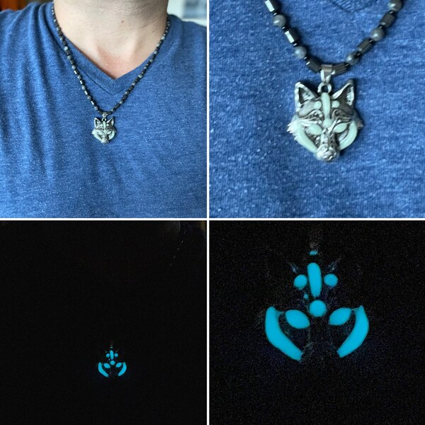Moon Wolf Glow In The Dark Necklace – Unique Lovers Gift, Noctilucent Pendant For Him Or Her - View #7