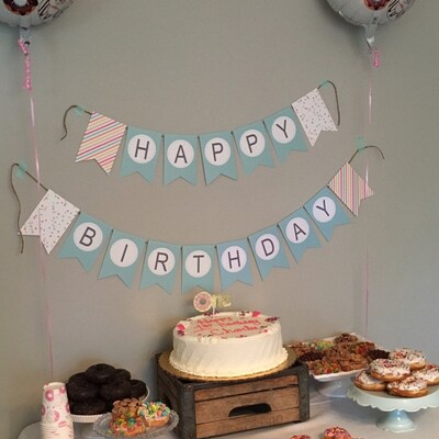 Instant Download // Pink, Mint and Gold Banner // Mint and Gold Party ...