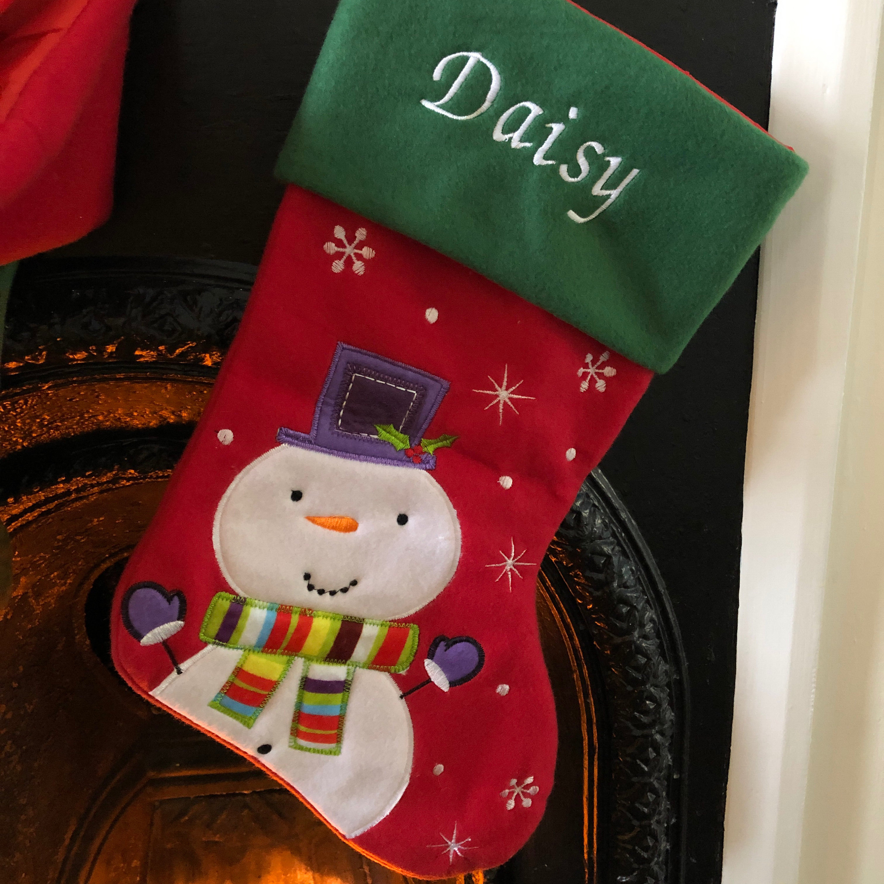 Luxury Personalised Embroidered Christmas Santa / Penguin / Snowman / Reindeer Xmas Stocking