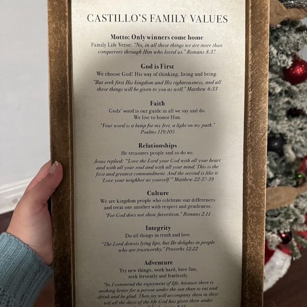 Family Core Values Sign Family Values Sign Custom, Family Values List, Framed Wood Sign, Family ...