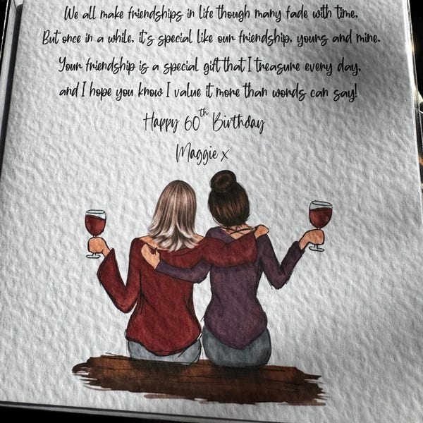 Women's Personalised Best Friend Happy Birthday Handmade Card for ...