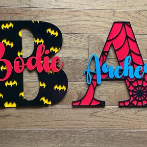 Spiderman Design Wooden Letter Baby Name Wall Sign, Personalized Name Nursery Wall Décor Sign