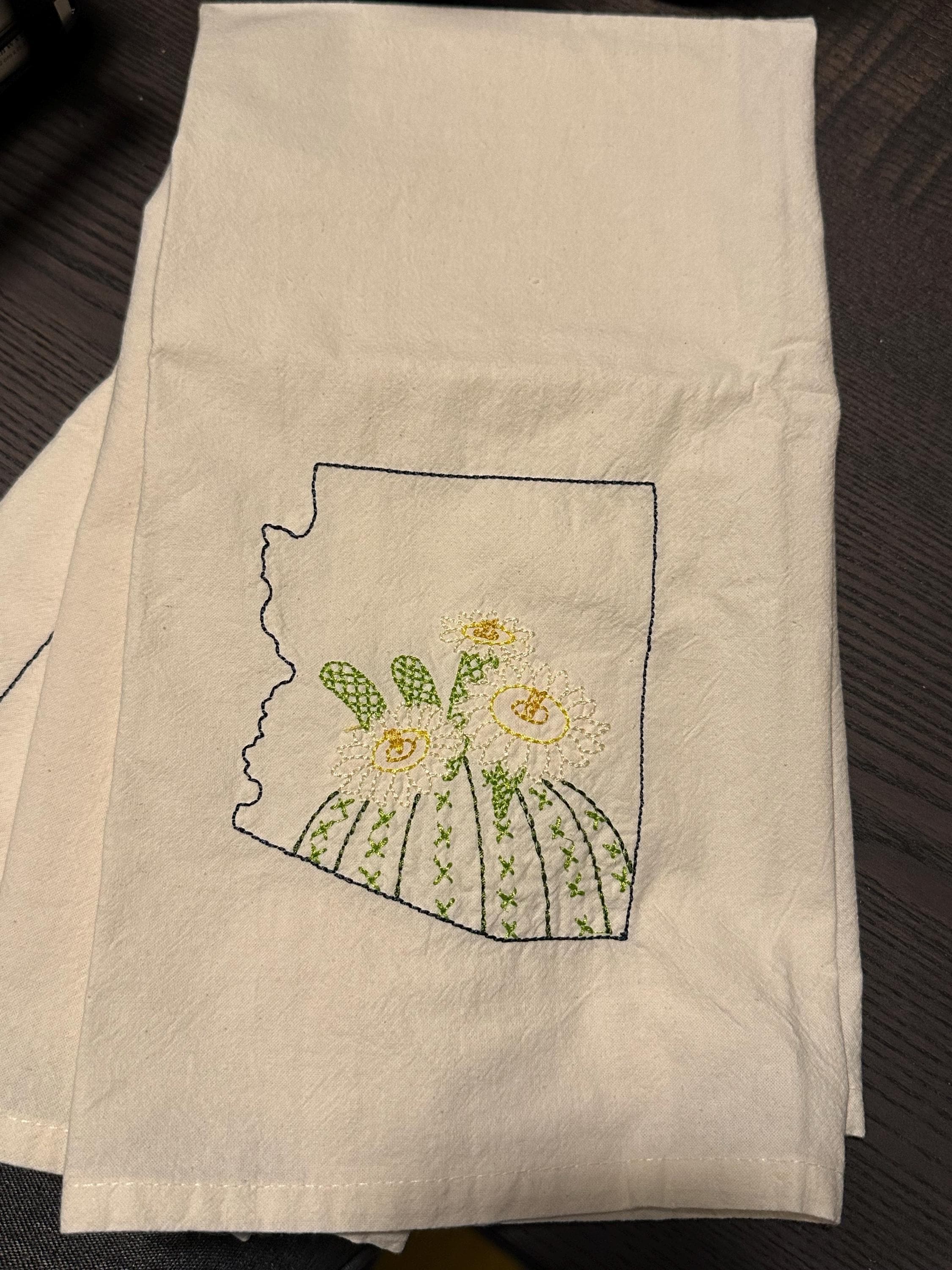 Embroidered State flower Kitchen towel- chose your state
