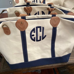 Monogrammed Weekender Bag Canvas and Genuine Leather Tote With Initials ...