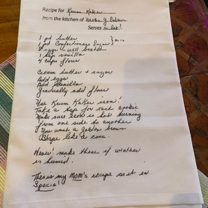 Handwritten Recipe Tea Towel / Flour Sack Your Favorite - Etsy