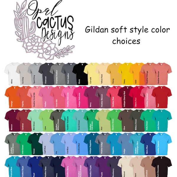 Gildan 64000 Color Chart Unisex Softstyle Tee Mockup (2 Files) Etsy