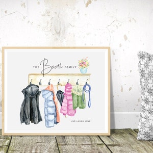 Watercolor Coats on Hooks, Personalised Print Creator, Rain Coat ...