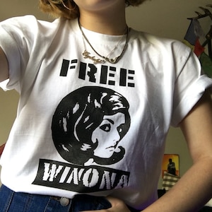 The Original Free Winona Silk Screened White T Shirt Womens Etsy