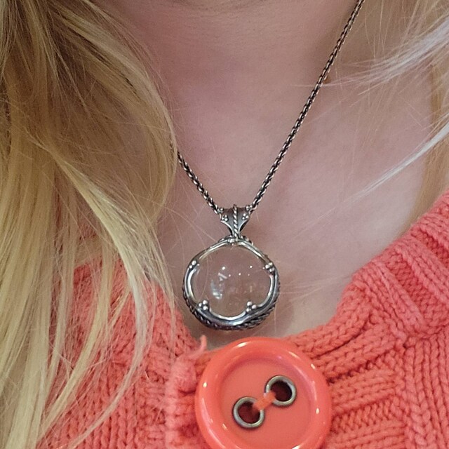 Crystal Ball Pendant, Sterling Silver Necklace With Various
