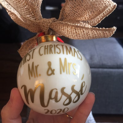 First Christmas Ornament Married, Newlyweds, Custom Holiday Gift ...