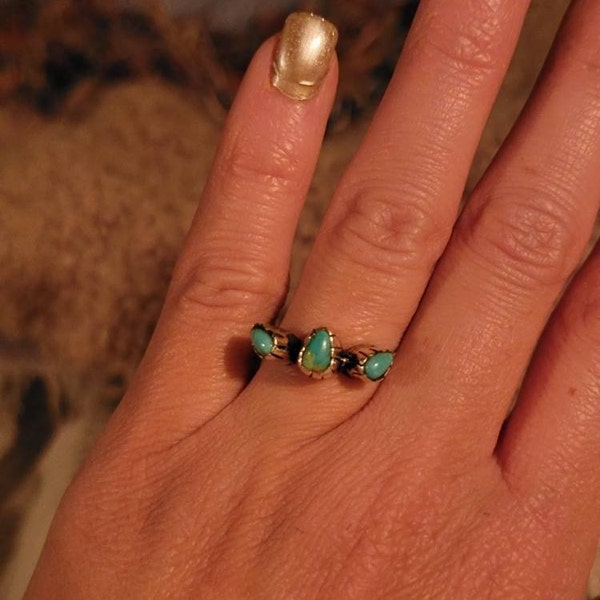 925 Silver Turquoise Ring, Natural Kingman Turquoise Gemstone Ring ...