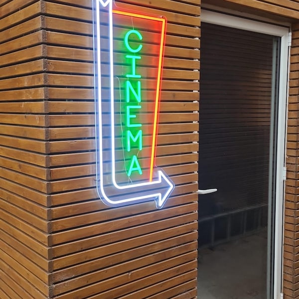 Cinema Arrow Sign Cinema Arrow Neon Sign Cinema LED Light Theater Sign ...