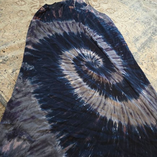 Boho Fashion Tie-dye Print Cowl Neck Stretch Slit Midi Dress
