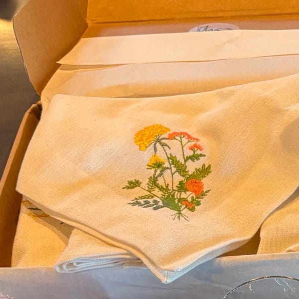 Embroidered Wildflower Napkins | Easter Decor | Botanical Embroidery ...