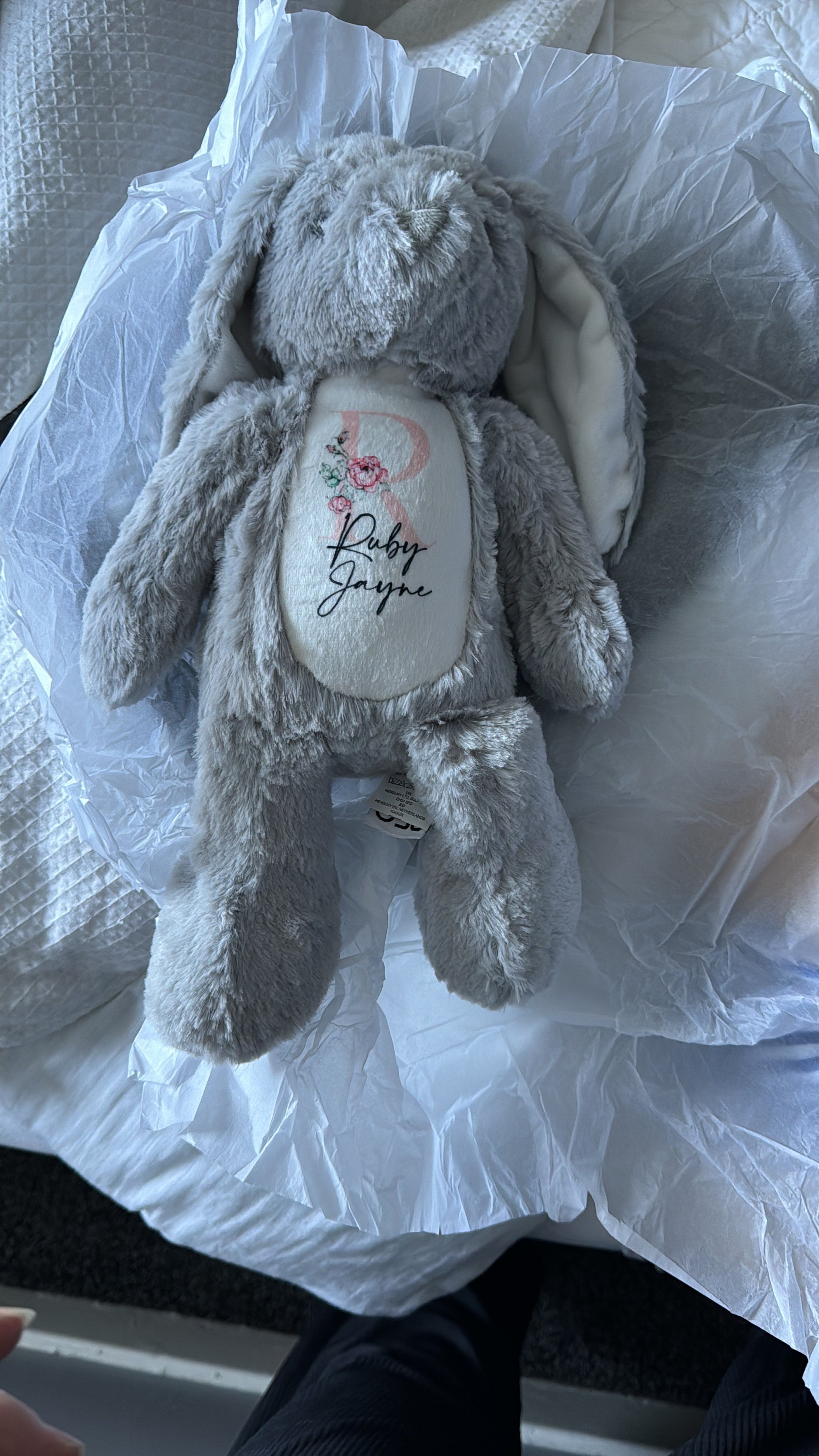 Personalised Bunny Rabbit, New Baby Gift, Personalised Plush Soft Toy, Your Name Teddy, Cuddly Toy, Girls and Boys Teddy Baby Shower Gift