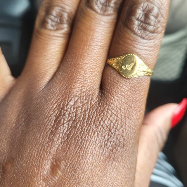 Initial Signet Ring, Letter Ring Gold, Personalized Ring for