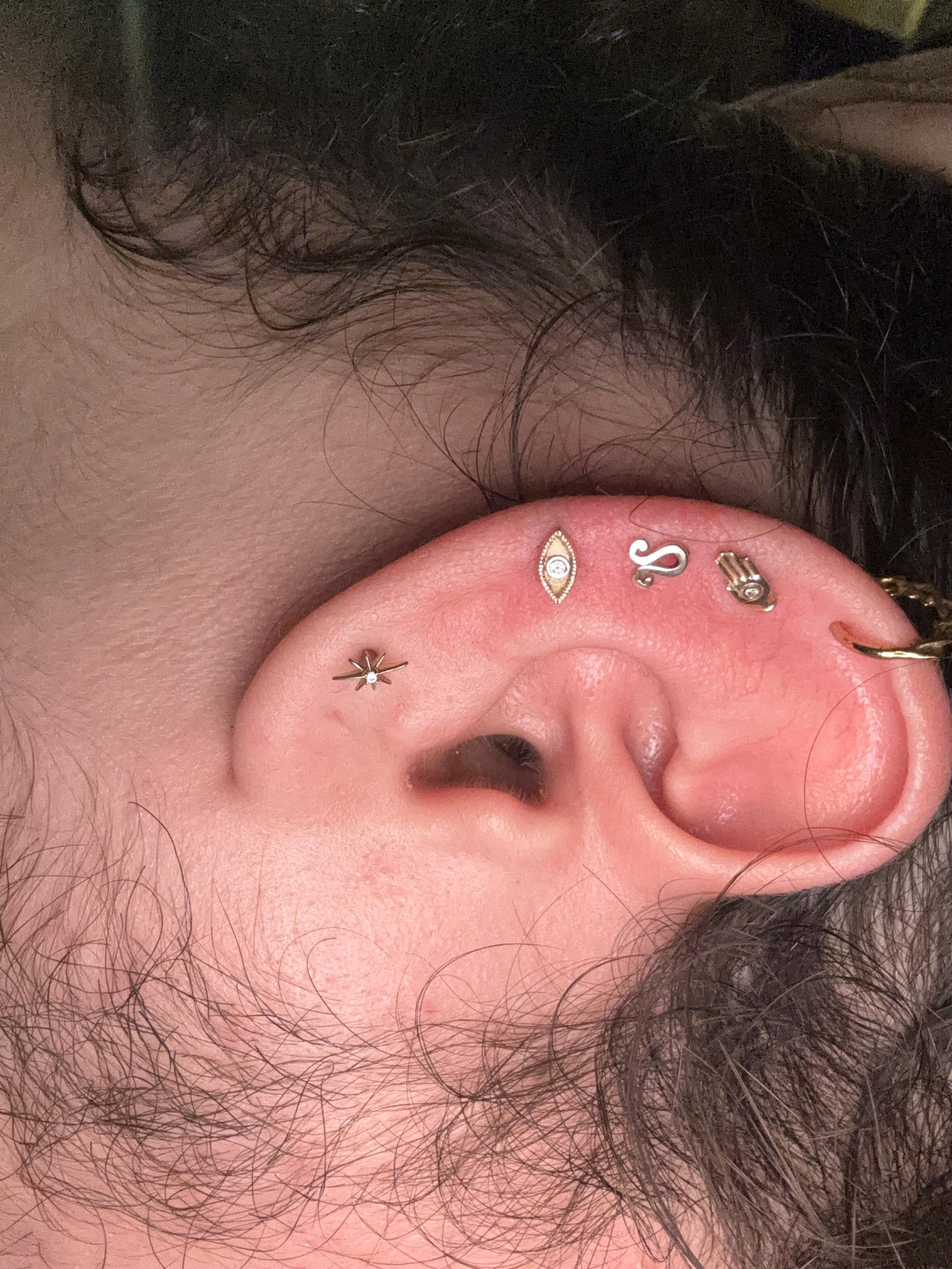 14K Solid Gold Threadless Zodiac Sign Tops/Push-In Labret/12 Constellation Zodiac Stud Earrings/Cartilage/Tragus/Helix/Conch/Earlobe Studs