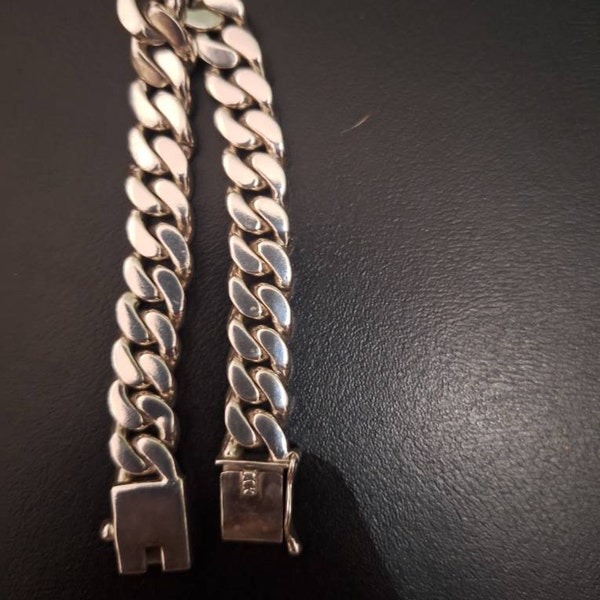 Stainless steel Sandy Solid Curb Link Chain Bracelet For Mens Boy 12mm 9