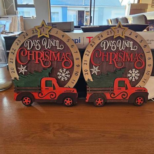 Days Until Christmas Countdown SVG Laser Cut Files: Tree Truck SVG ...