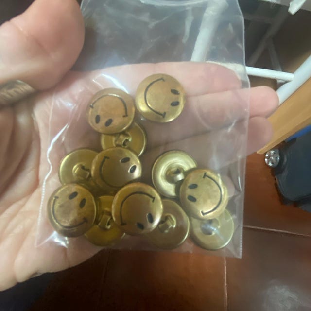 Vintage Smiley Face Metal Shank Buttons: Sewing & Crafting, Set of