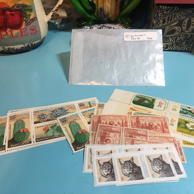 20c Cactus Plants Stamps .. Pack of 50 .. Vintage Unused US Postage Stamps  .. Southwestern Themed Stamps for Weddings and Mailing 