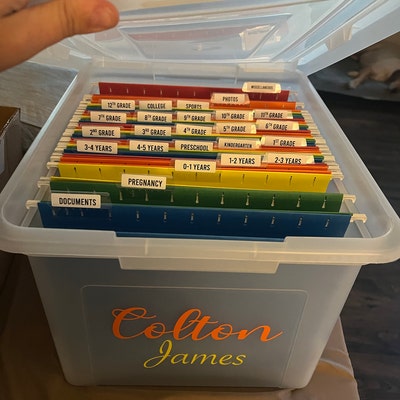 Milestone Tote File Labels ONLY . Baby Memory Box Labels . File Box ...